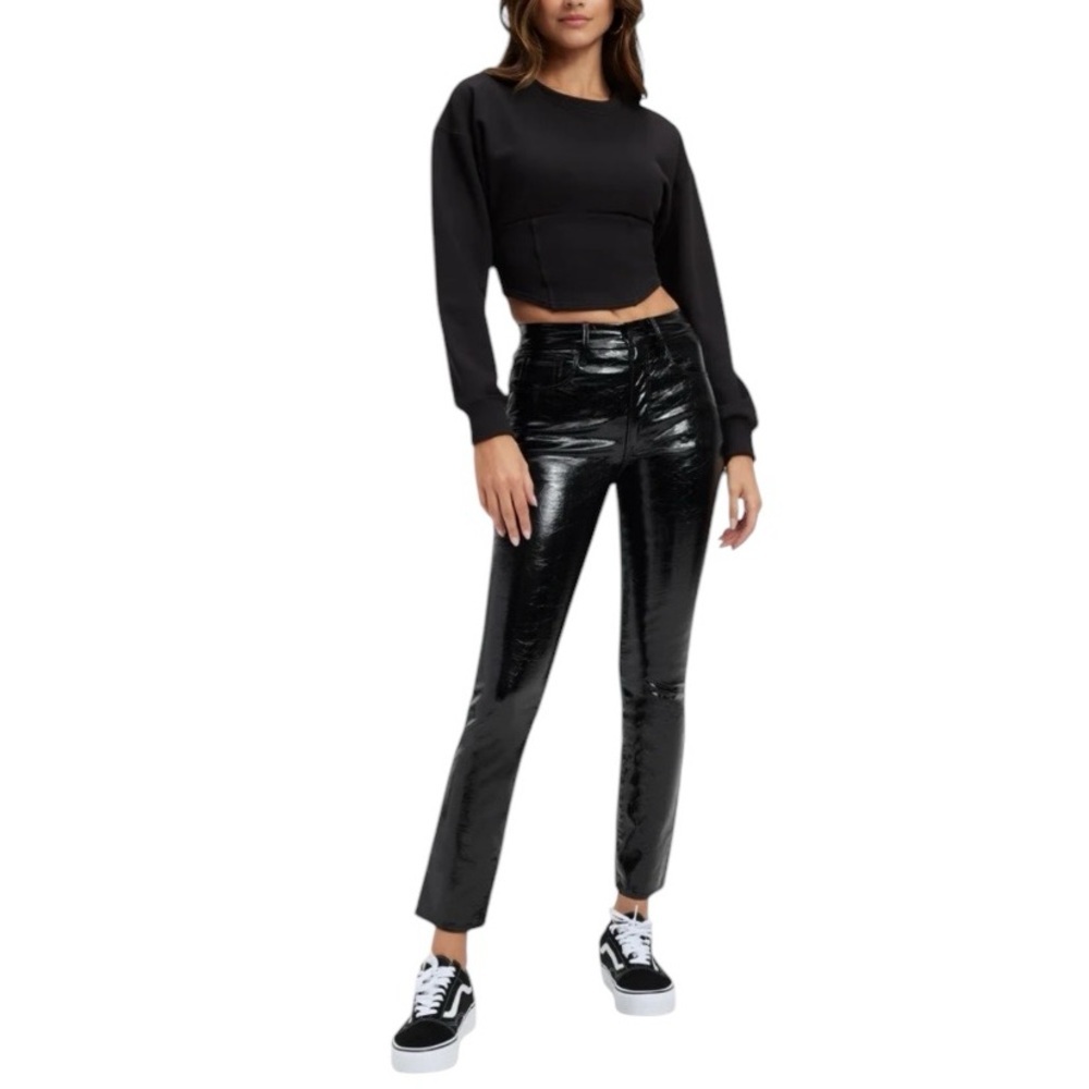 GOOD AMERICAN Faux Leather Jeans! Retail $175. - Picture 2 of 8